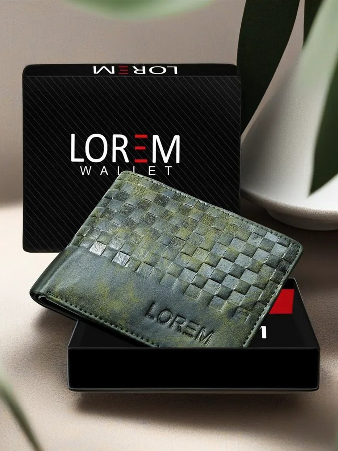 

LOREM Men Green Textured Two Fold Wallet with SIM Card Holder