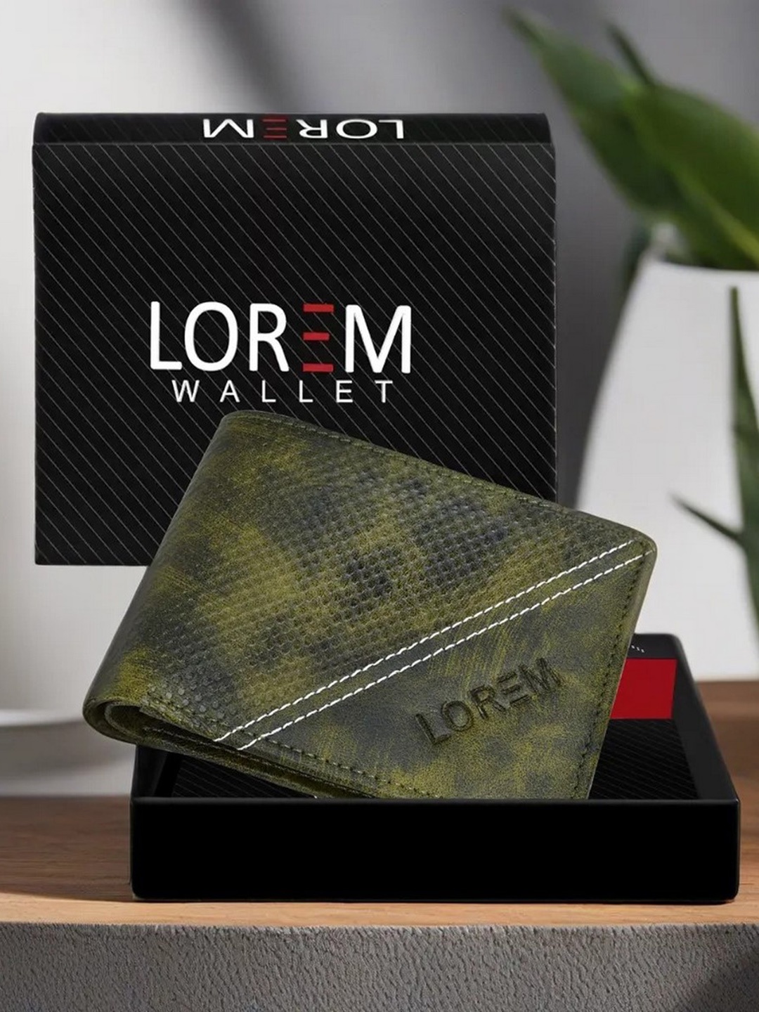 

LOREM Men Green Abstract Textured Two Fold Wallet with SIM Card Holder