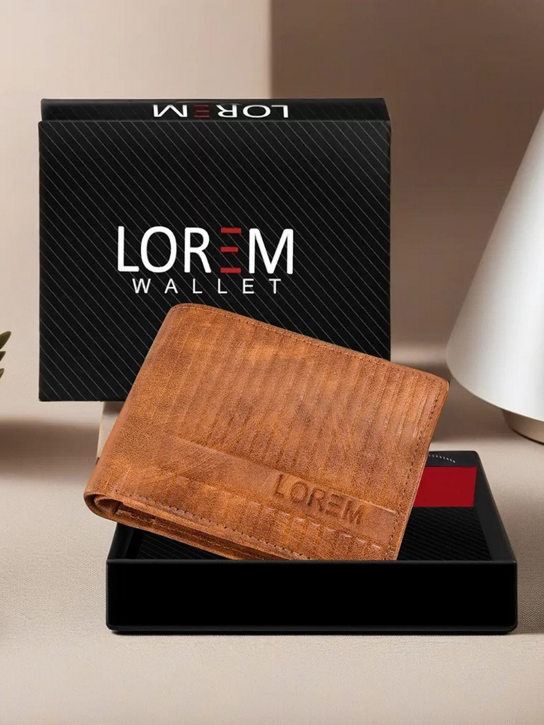 

LOREM Men Beige Textured Two Fold Wallet with SIM Card Holder
