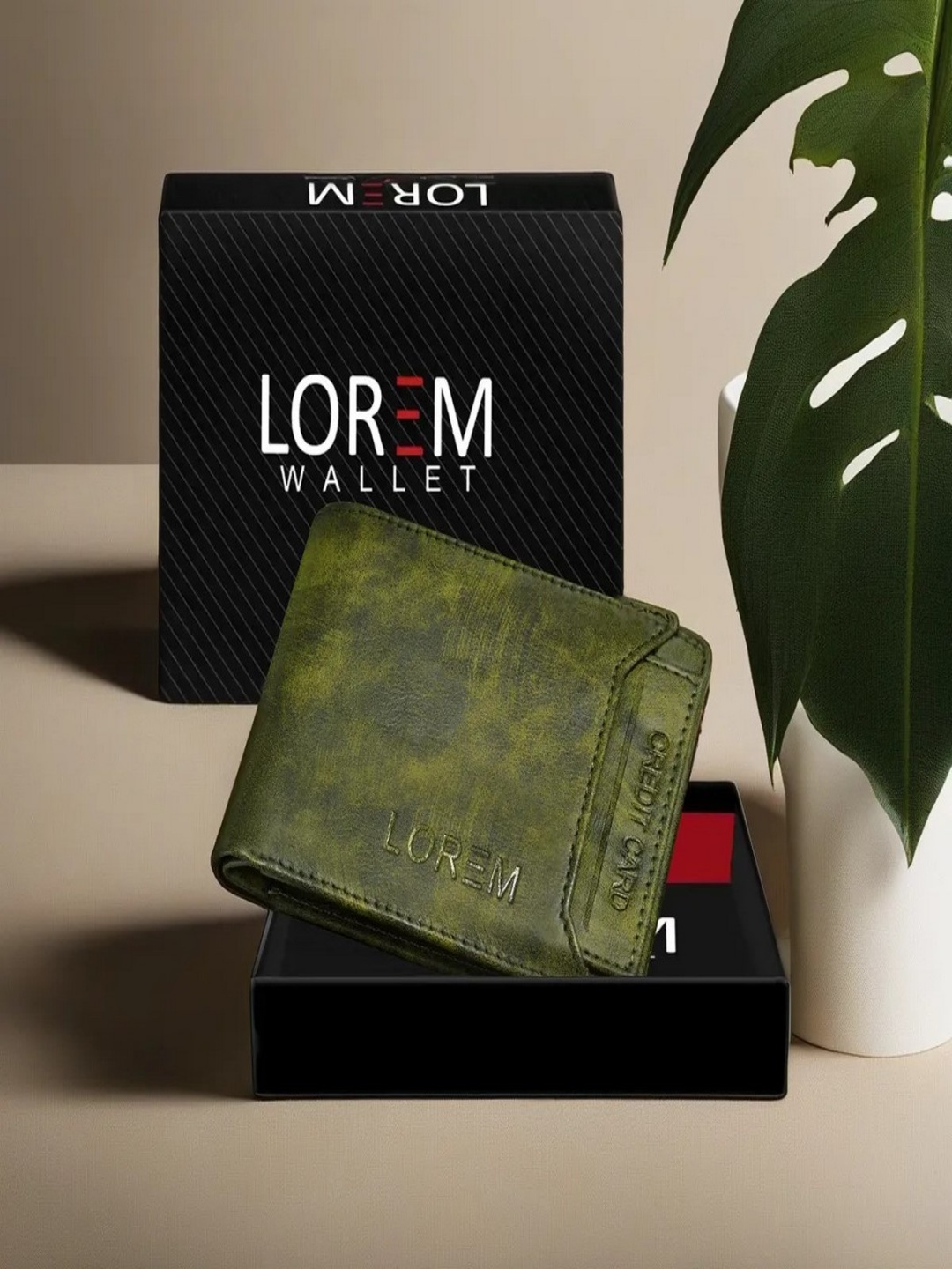 

LOREM Men Green Textured Two Fold Wallet with SIM Card Holder
