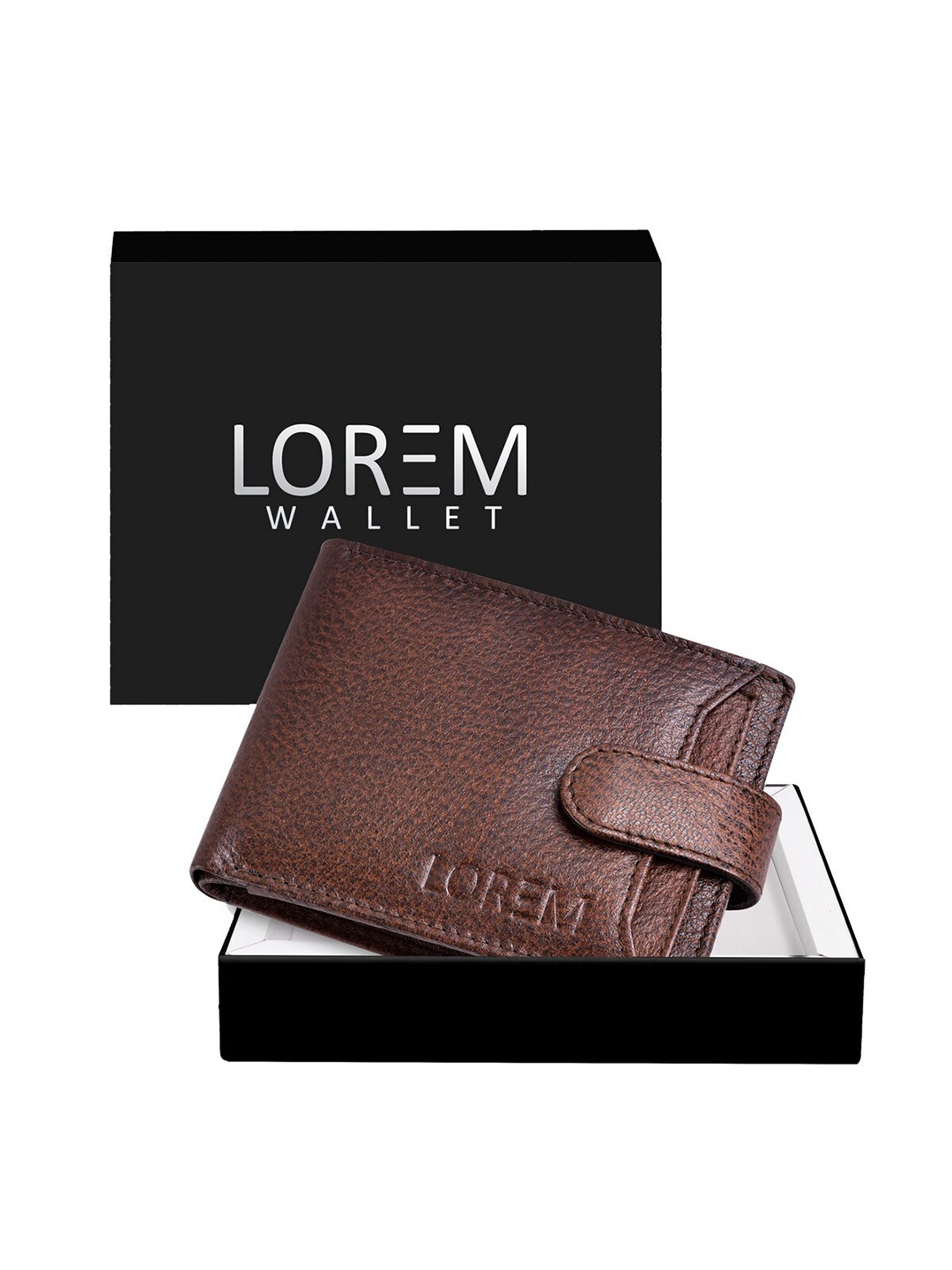 

LOREM Men Brown Textured Leather Two Fold Wallet with SIM Card Holder