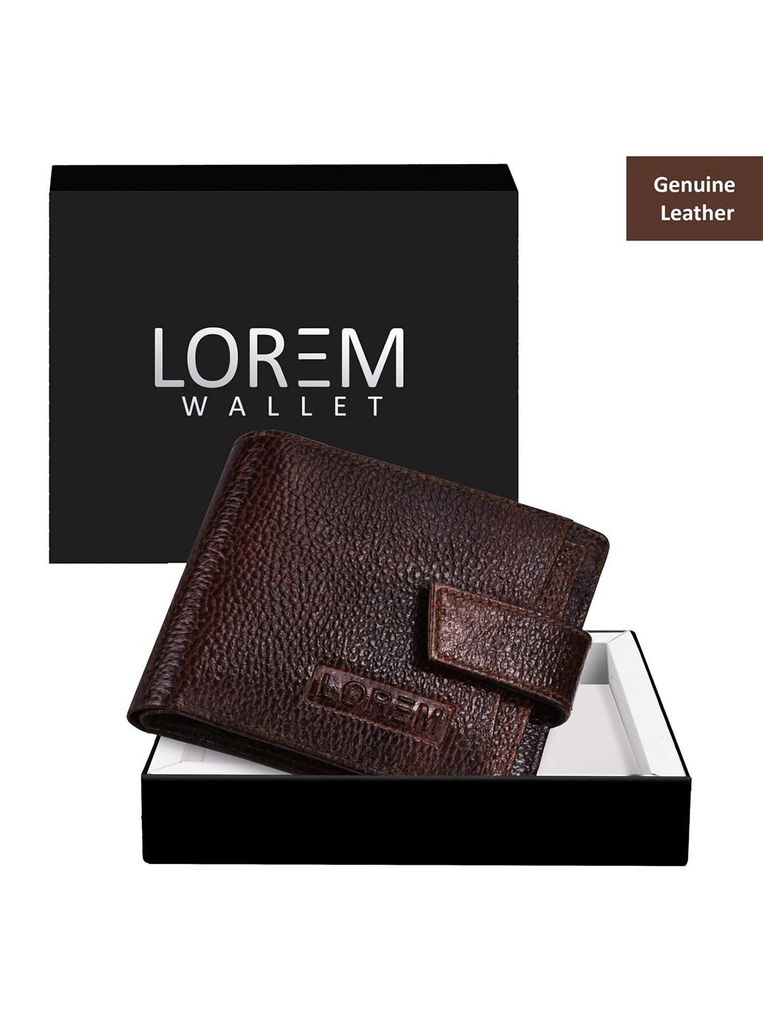 

LOREM Men Brown Textured Leather Two Fold Wallet with SIM Card Holder