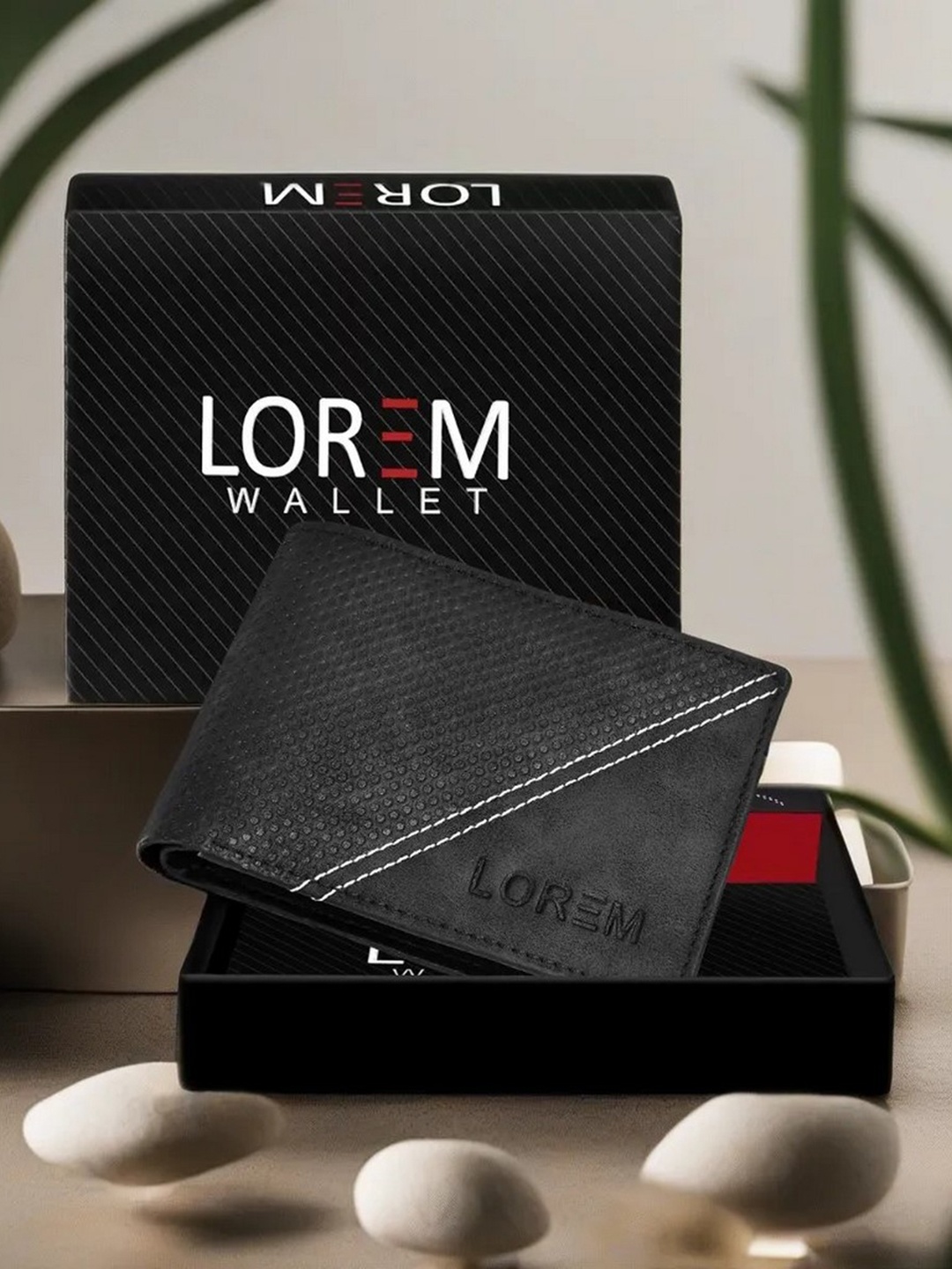 

LOREM Men Black Textured Two Fold Wallet With SIM Card Holder