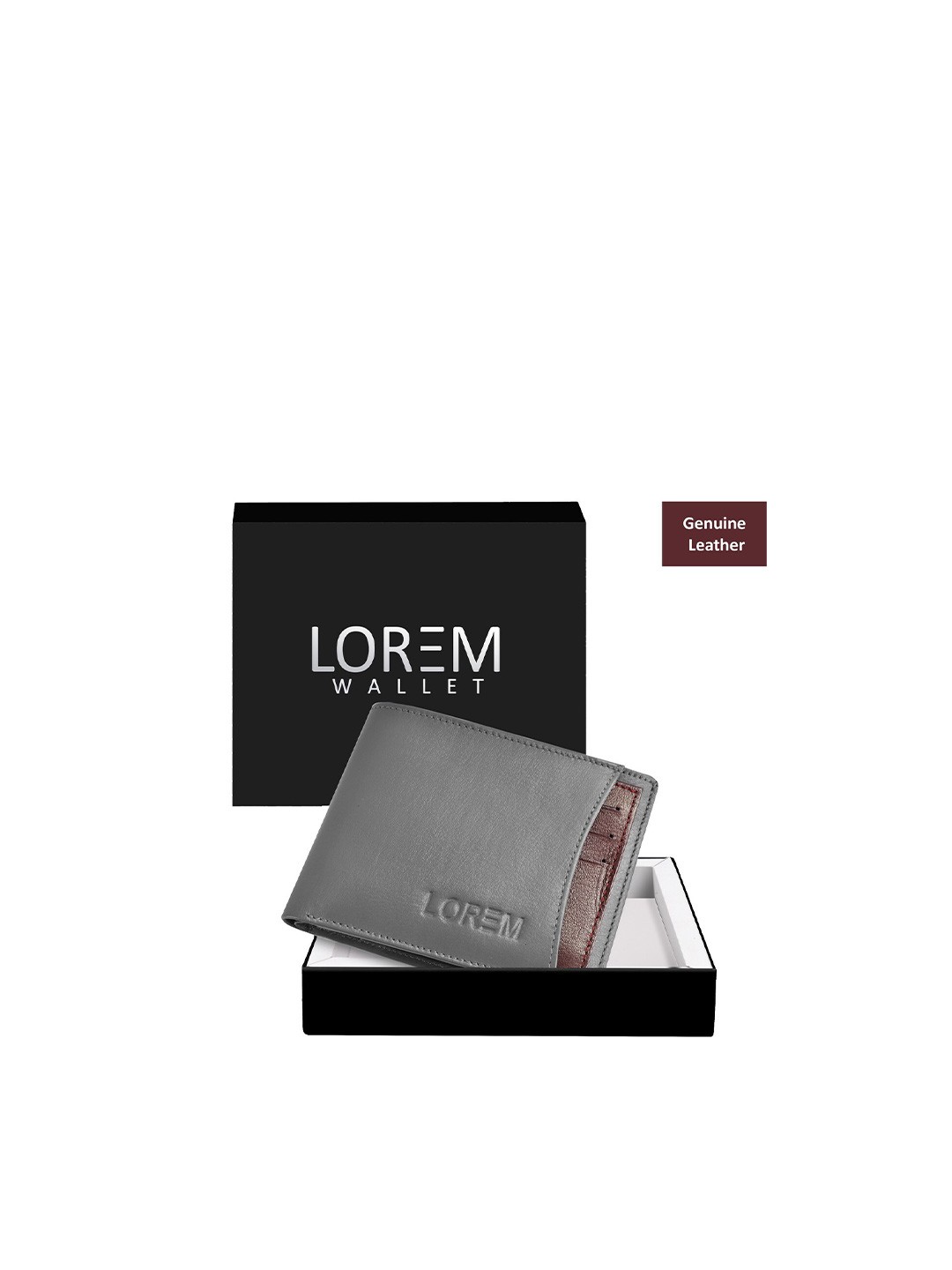 

LOREM Men Grey Textured Leather Two Fold Wallet with SIM Card Holder