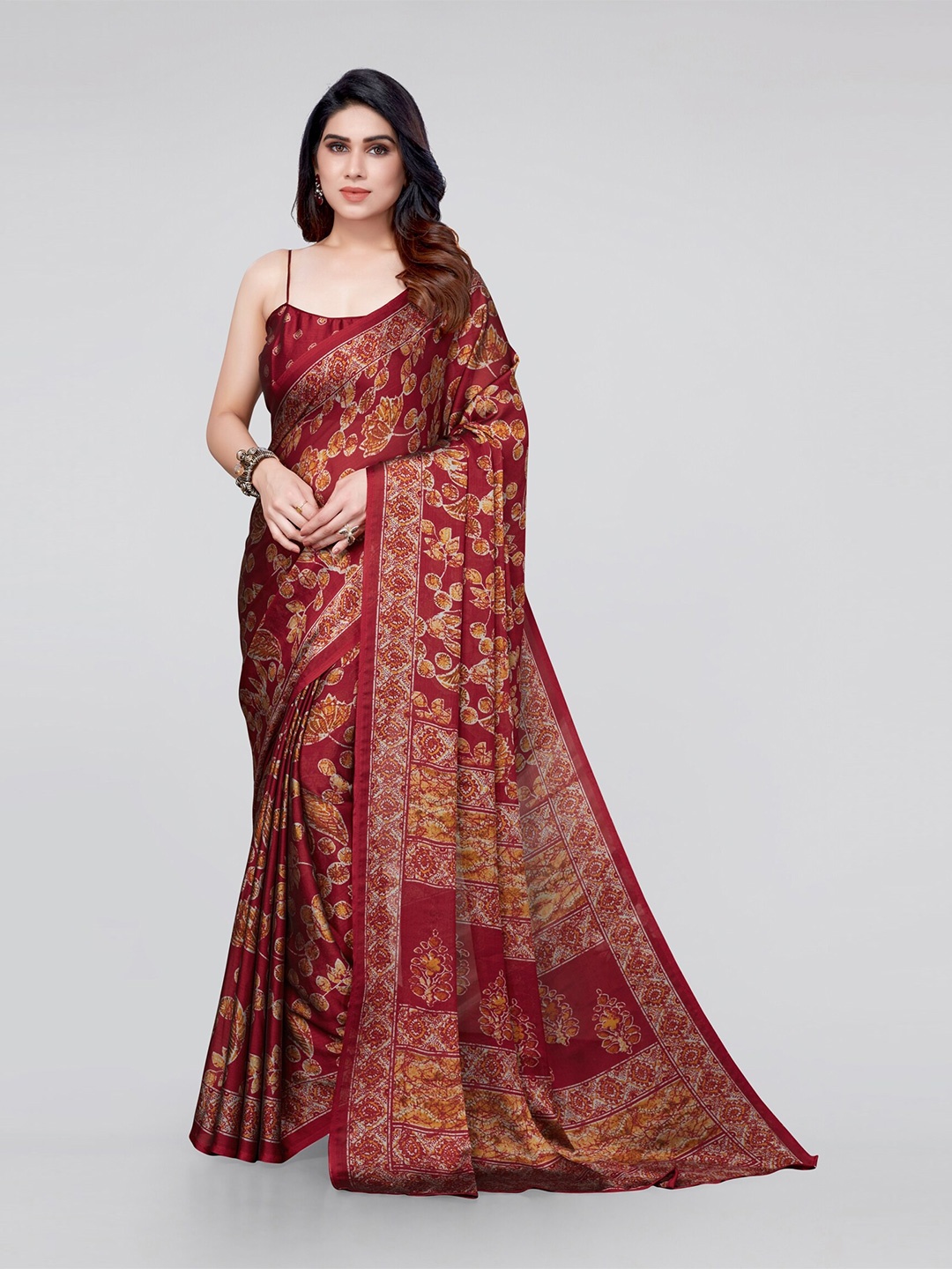 

KALINI Women Red & Yellow Floral Saree