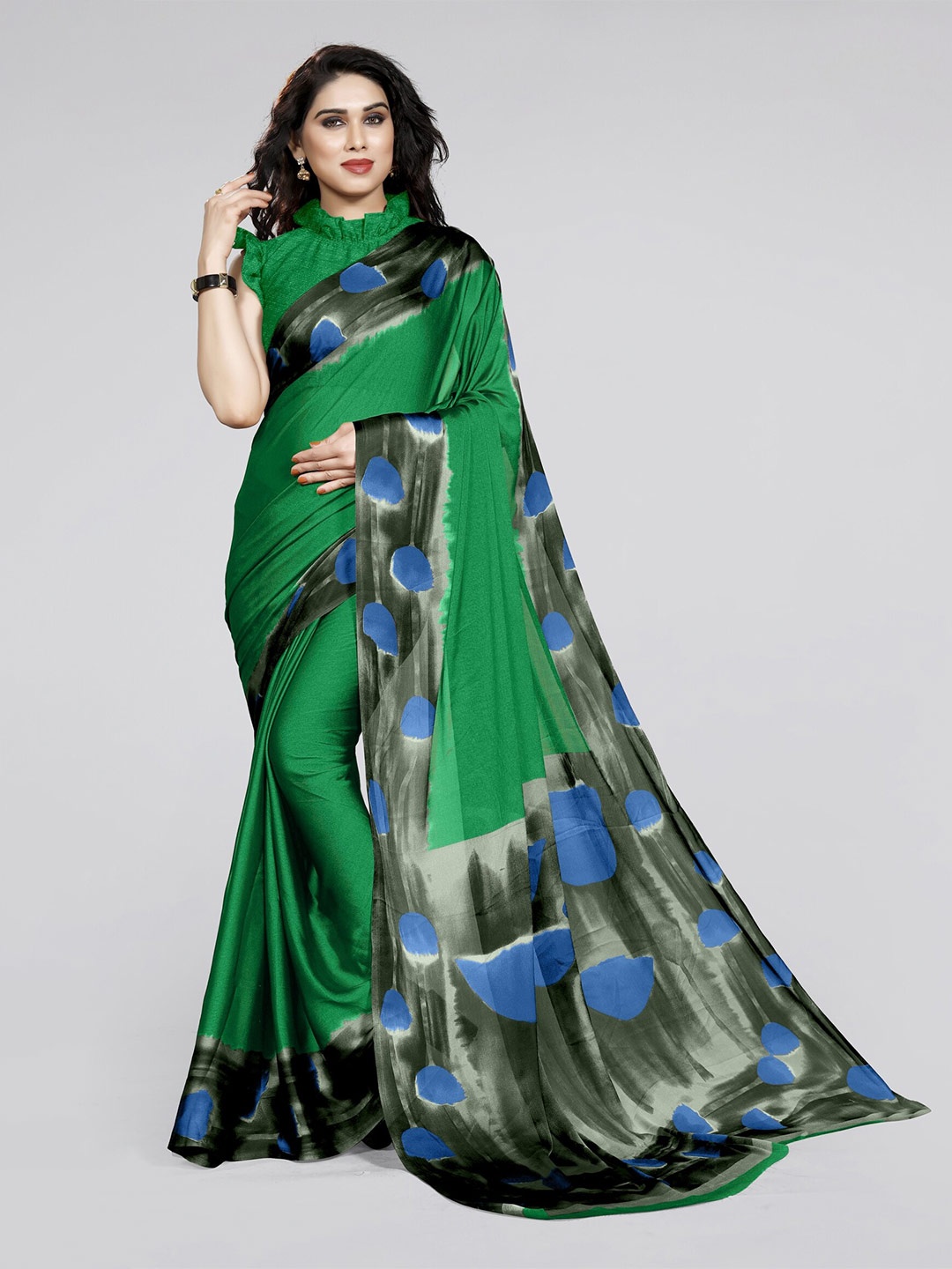 

KALINI Women Green & Blue Printed Saree