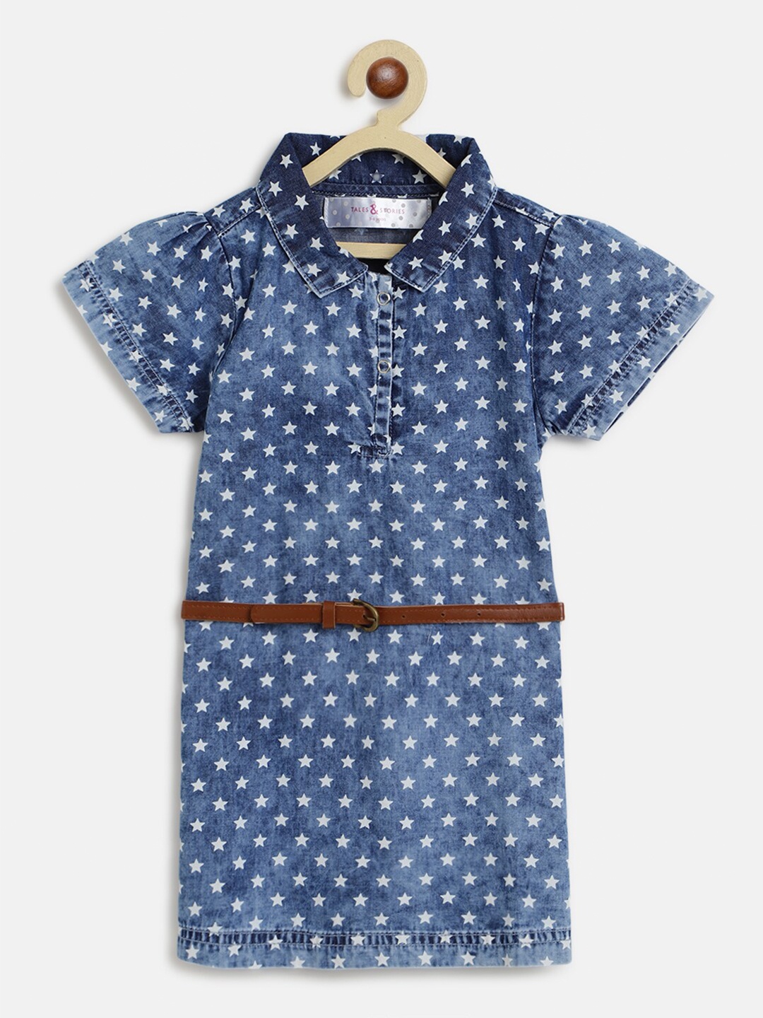 

TALES & STORIES Blue Print Denim Shirt Style Top