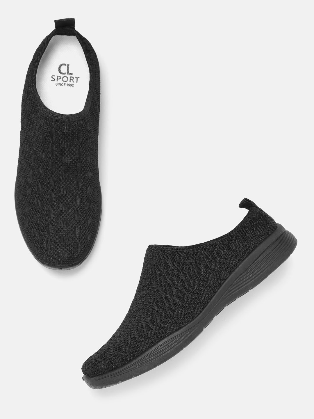 

Carlton London sports Women Black Woven Design Slip-On Sneakers