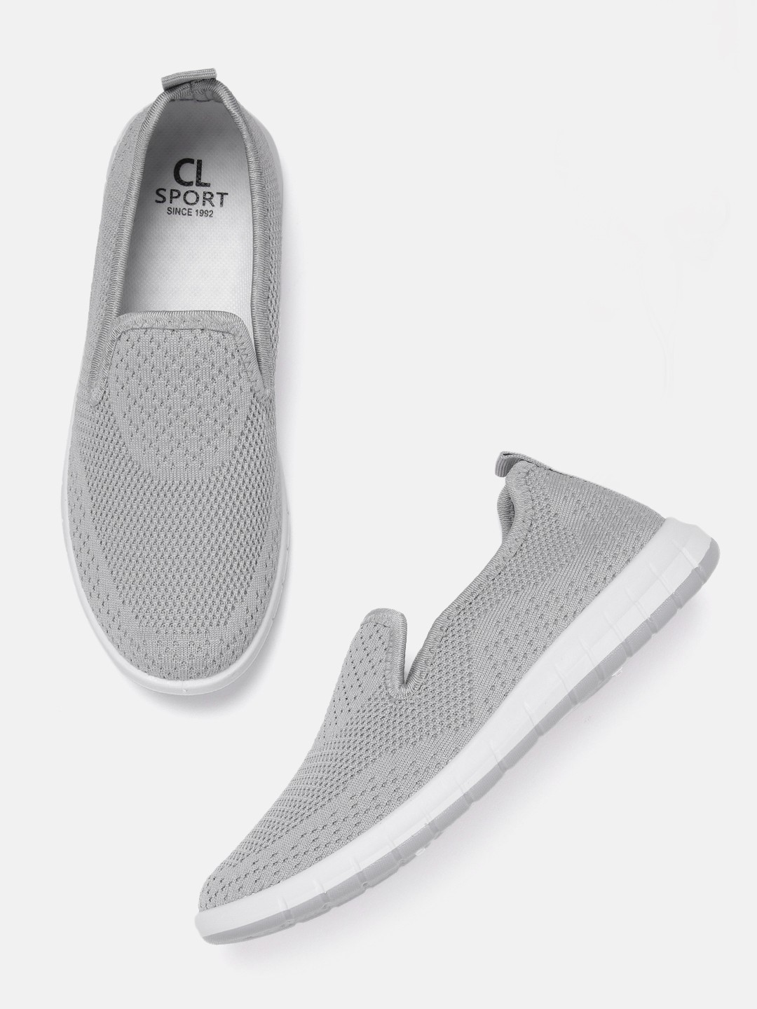 

Carlton London sports Women Grey Woven Design Slip-On Sneakers