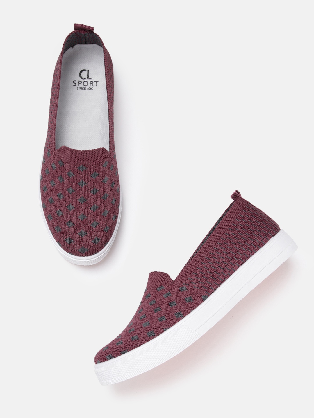 

Carlton London sports Women Burgundy Woven Design Slip-On Sneakers