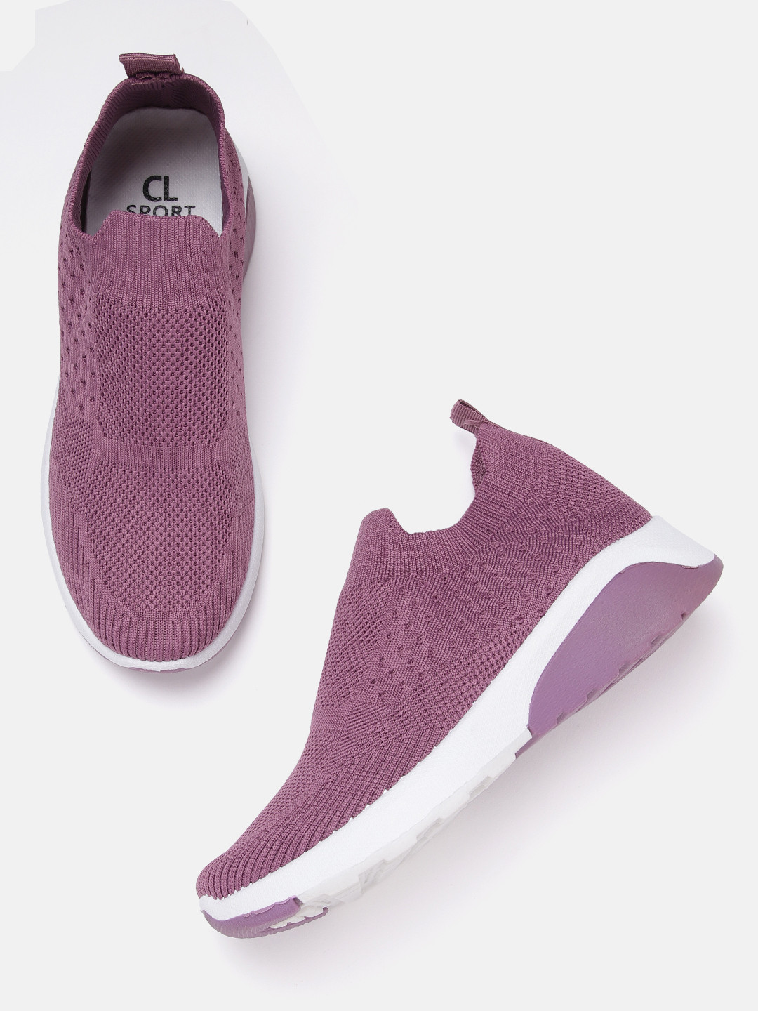 

Carlton London sports Women Purple Woven Design Wedge Slip-On Sneakers