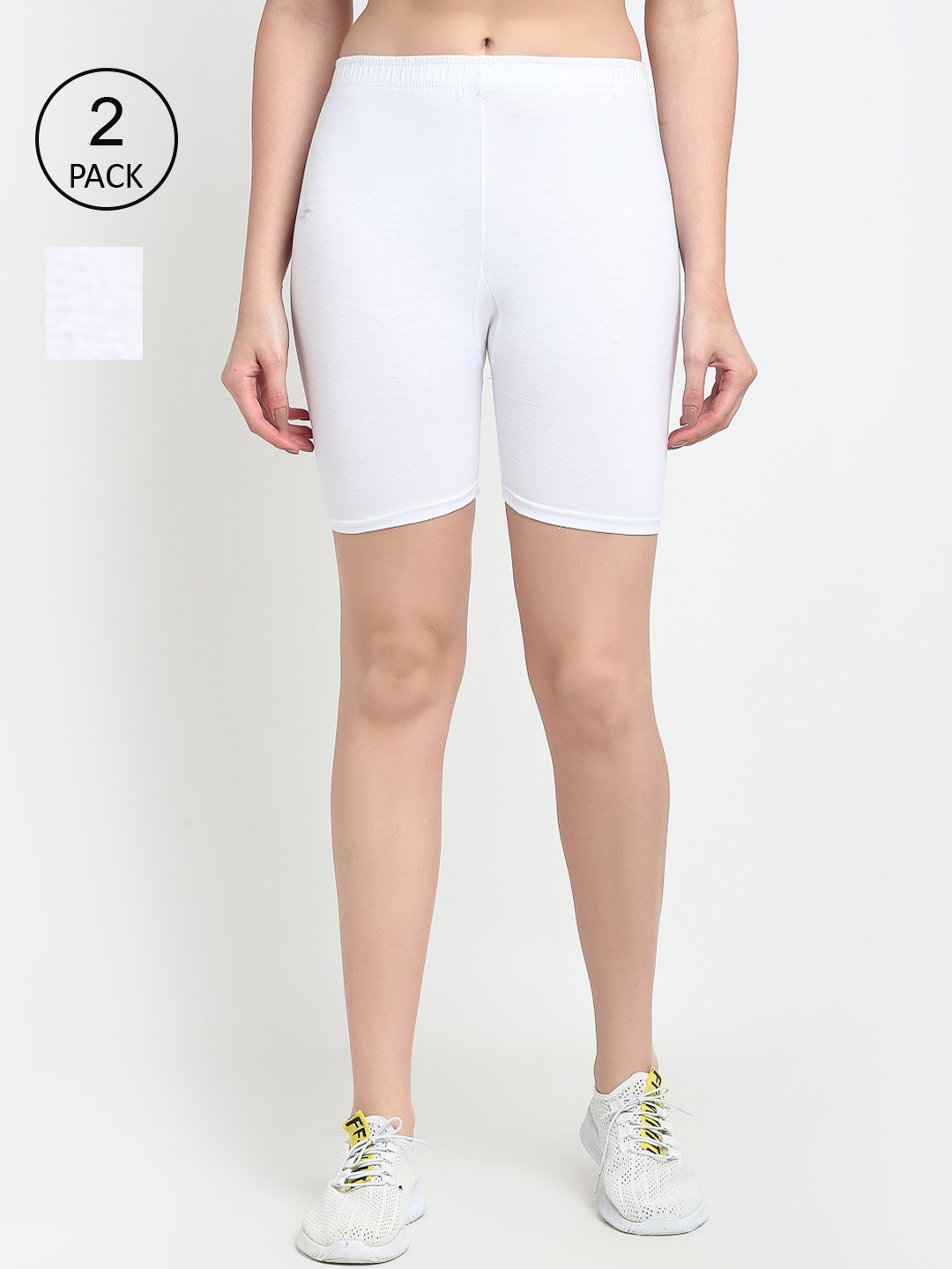 

GRACIT Women Pack Of 2 White Cycling Sports Shorts