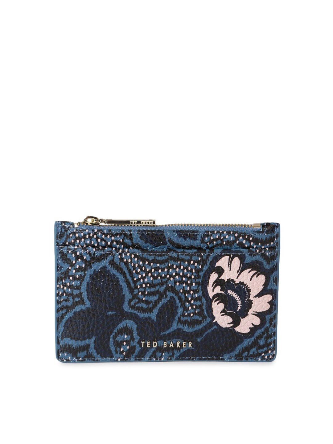 

Ted Baker Women Blue & Pink Abstract Printed Leather Zip Around Wallet