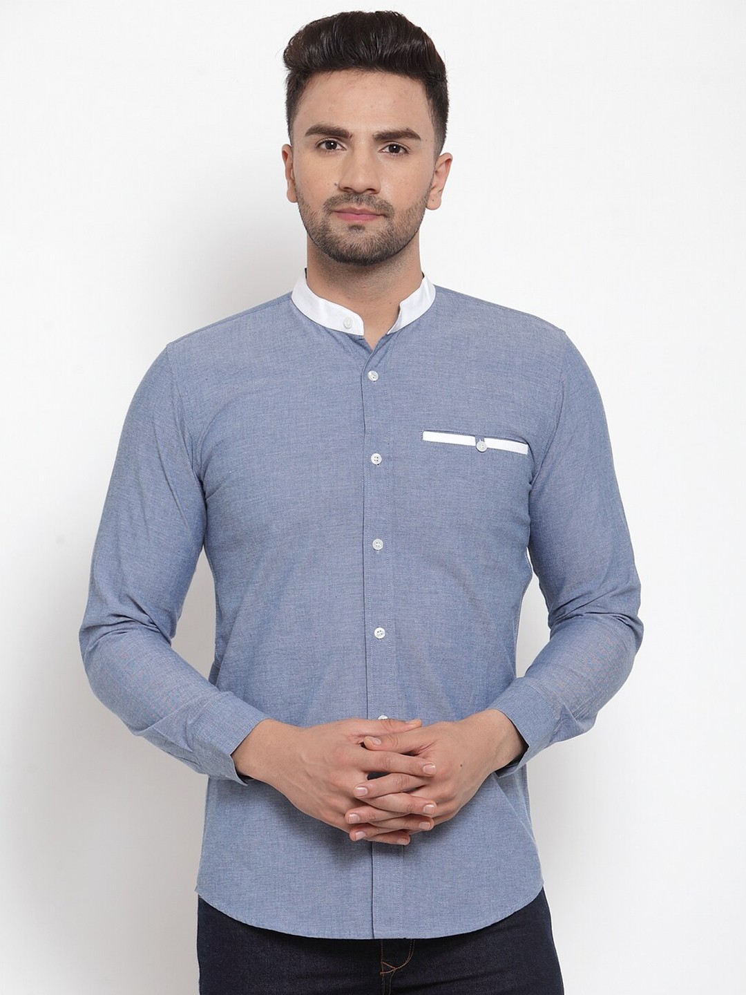 

Purple State Men Blue Slim Fit Casual Shirt