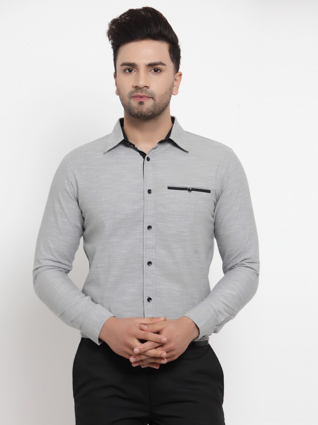 

Purple State Men Grey Slim Fit Formal Shirt