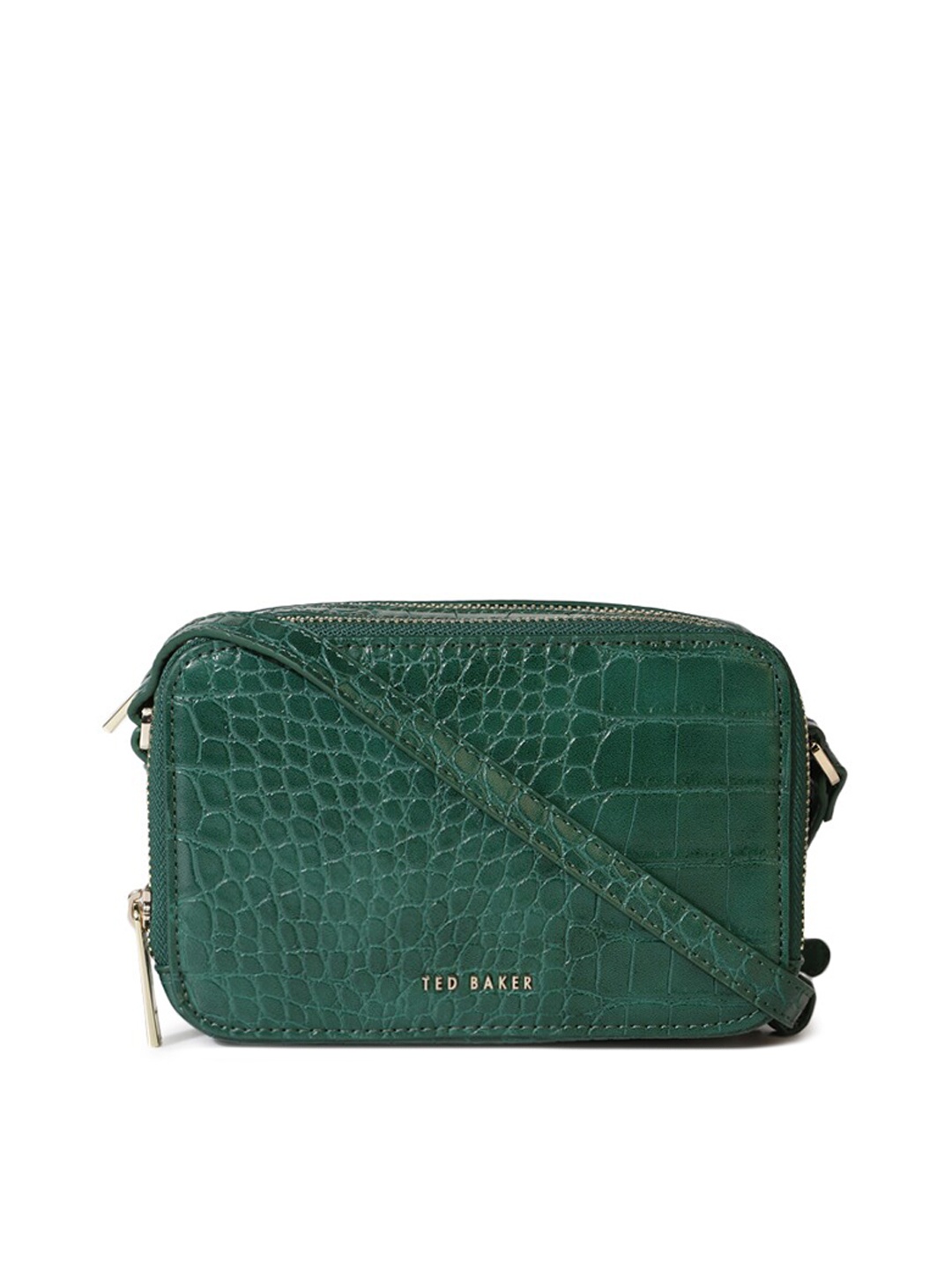 

Ted Baker Women Green Textured PU Structured Croc Sling Bag