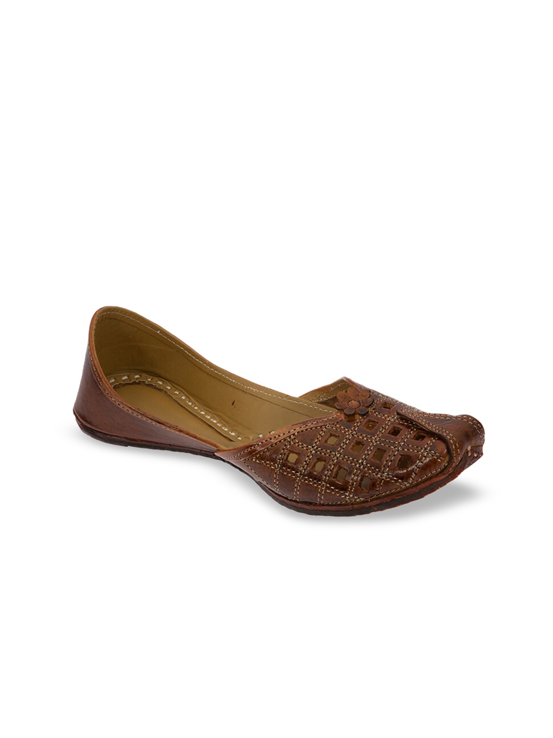 

Ta Chic Women Brown Embellished Ethnic Mojaris Flats