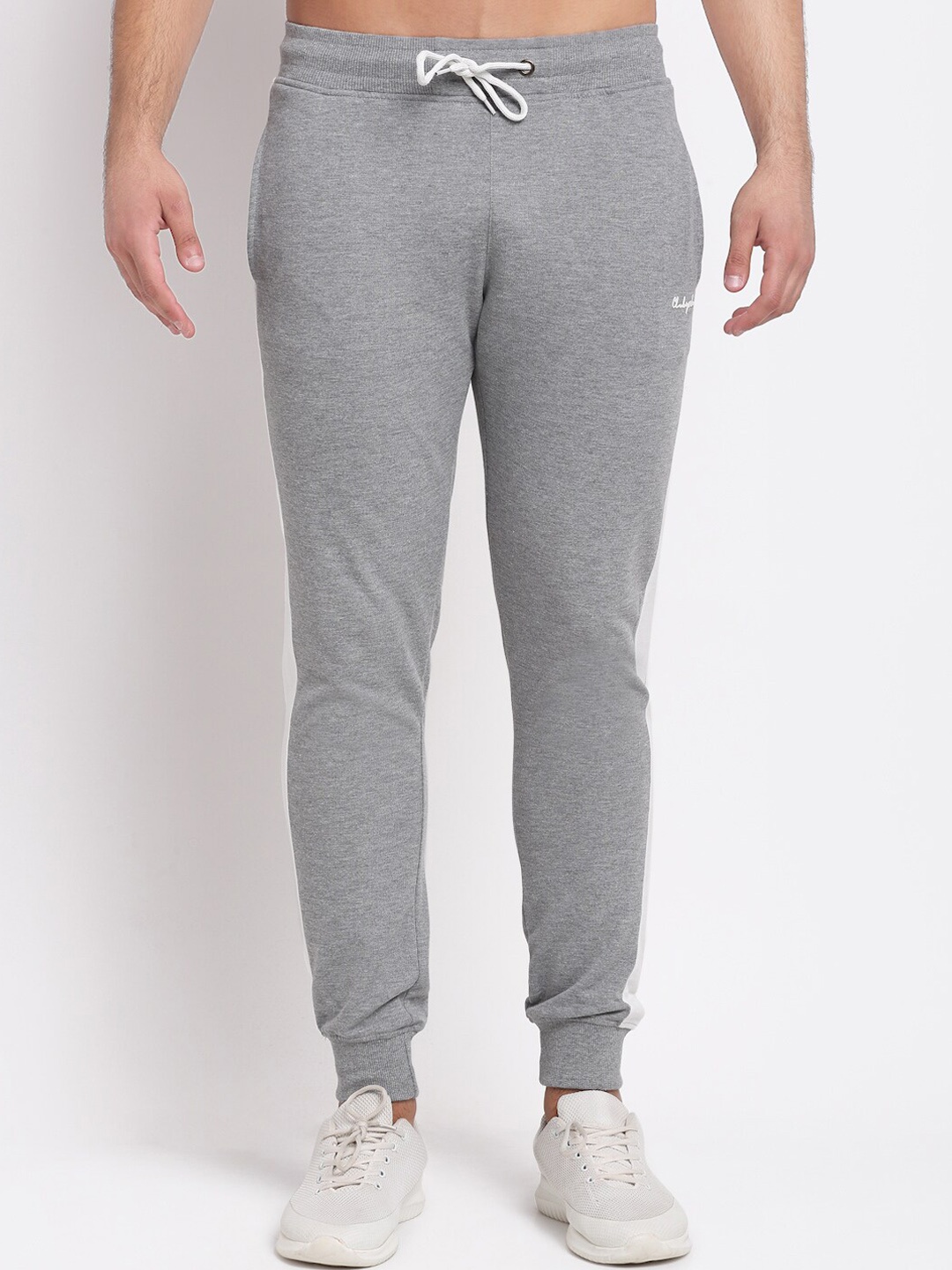 

Club York Men Grey Melange & White Colorblocked Joggers