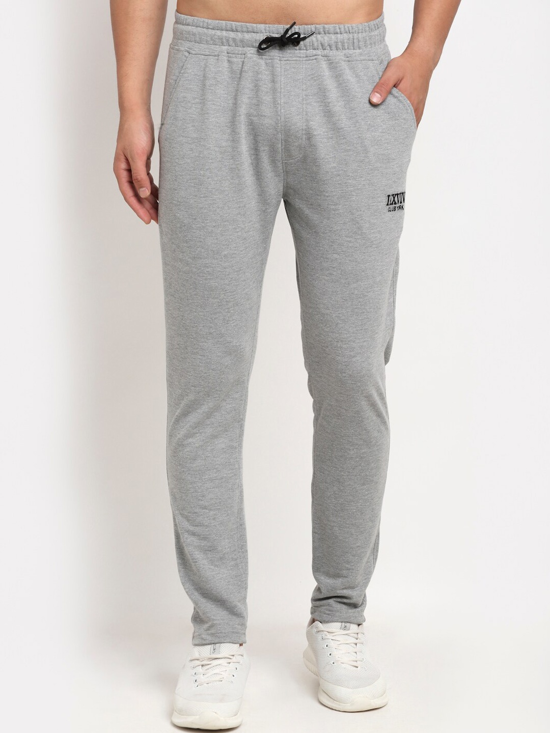 

Club York Men Grey Melange Solid Track Pants