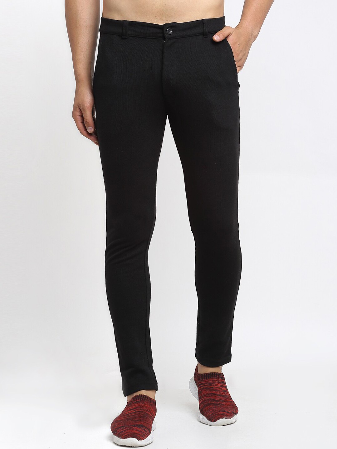 

Club York Men Black Solid Straight-Fit Track Pant