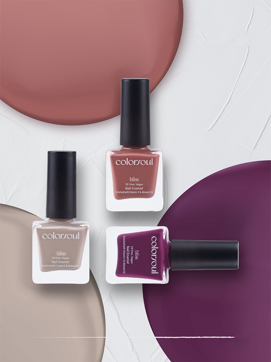 

Colorsoul Pack Of 3 Bliss Vegan Nail Enamel Nail Polish-8 ml, Mauve