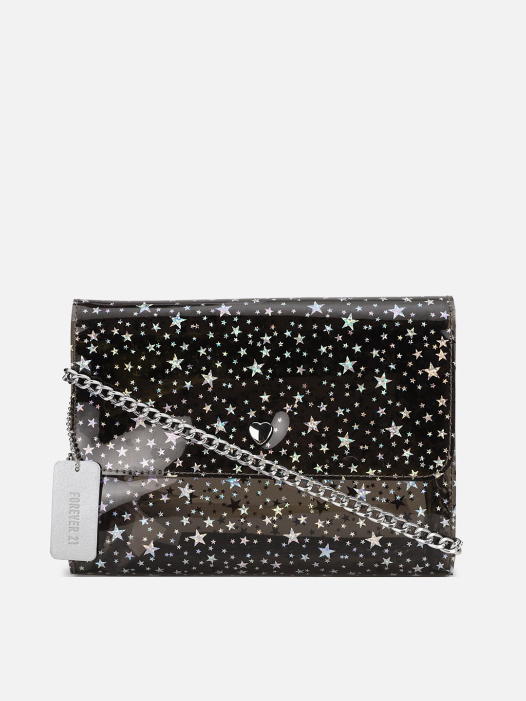 

FOREVER 21 Black Embellished PU Structured Sling Bag