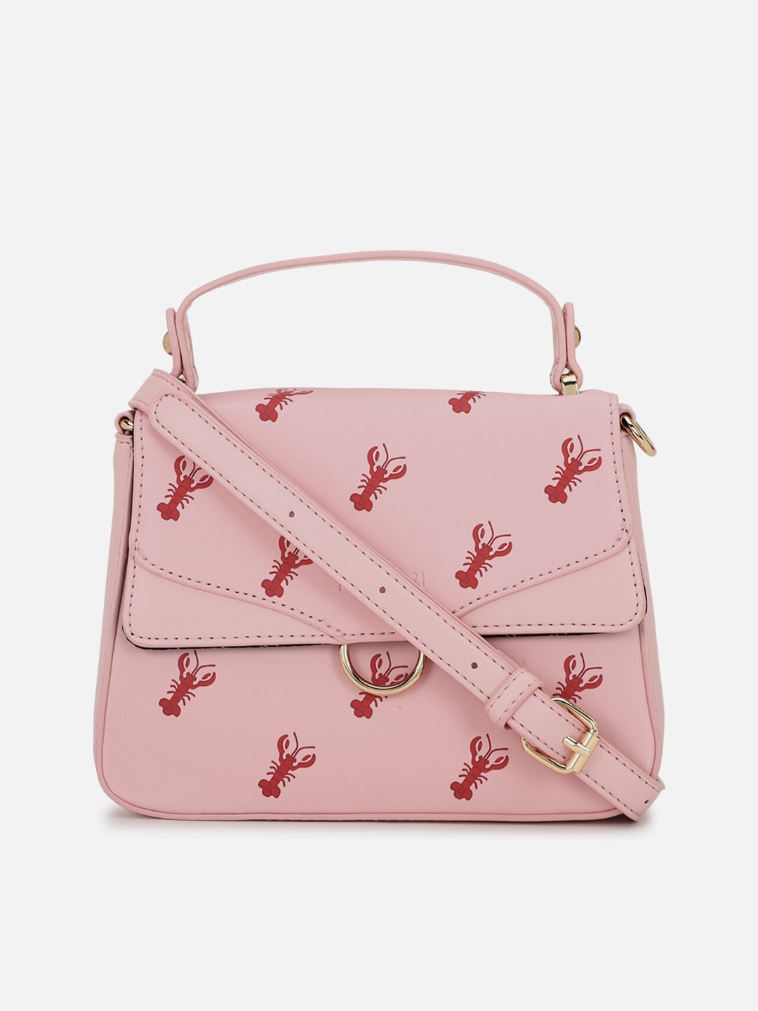 

FOREVER 21 Pink Floral Printed PU Structured Satchel