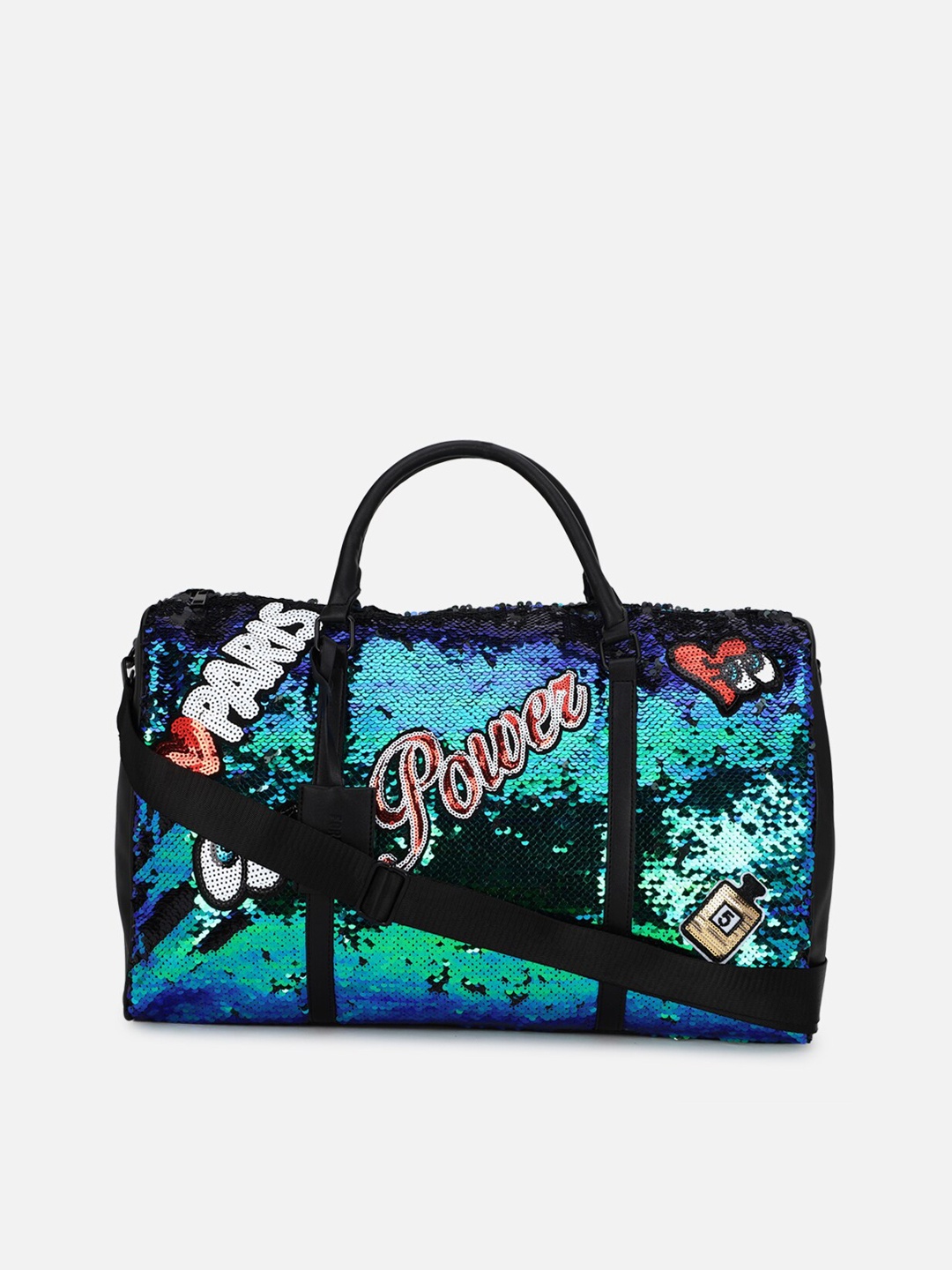 

FOREVER 21 Multicoloured Floral Printed PU Oversized Bowling Handheld Bag, Multi