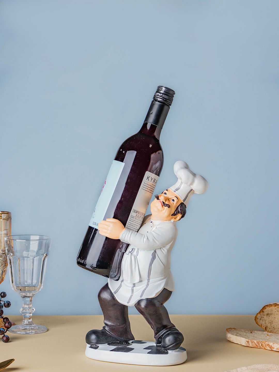 

Nestasia White & Black Wine Holder Chef Showpiece