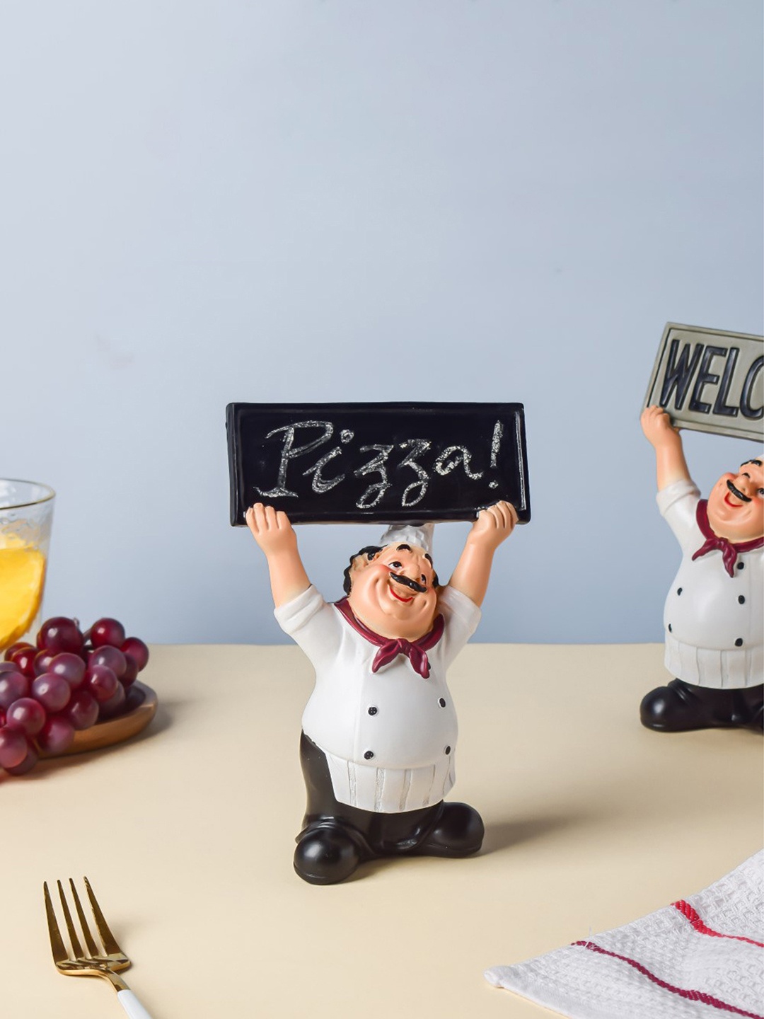 

Nestasia White & Black Chef With Blackboard Showpiece