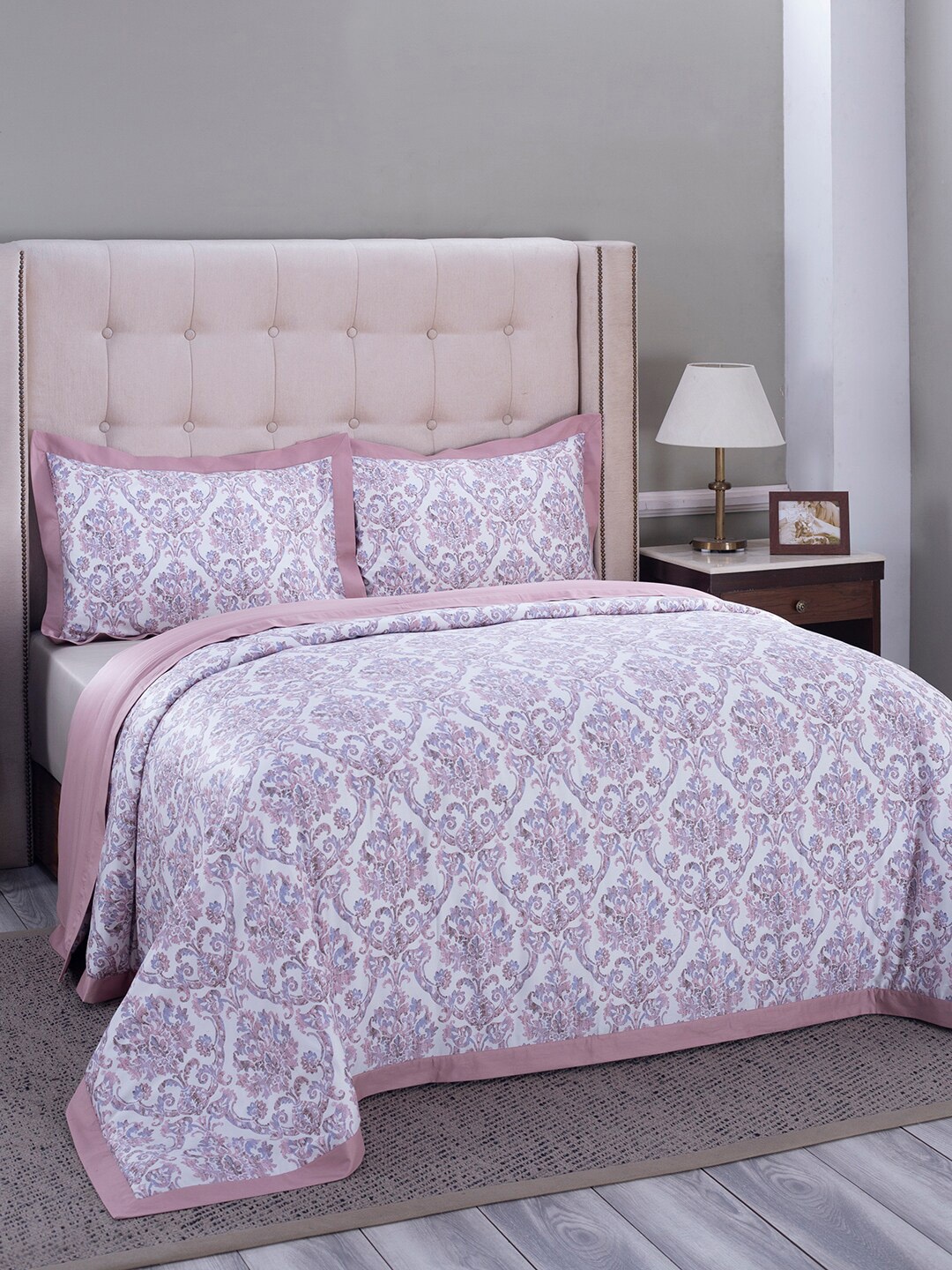 

MASPAR Purple Printed Double Queen Pure Cotton Duvet Cover With 2 Pillow Case