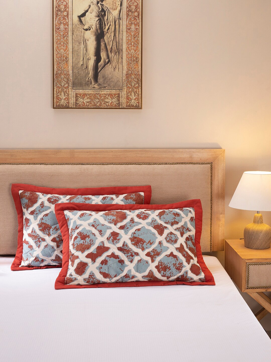 

MASPAR Pack Of 2 Red Printed 125 GSM Cotton Pillow Covers
