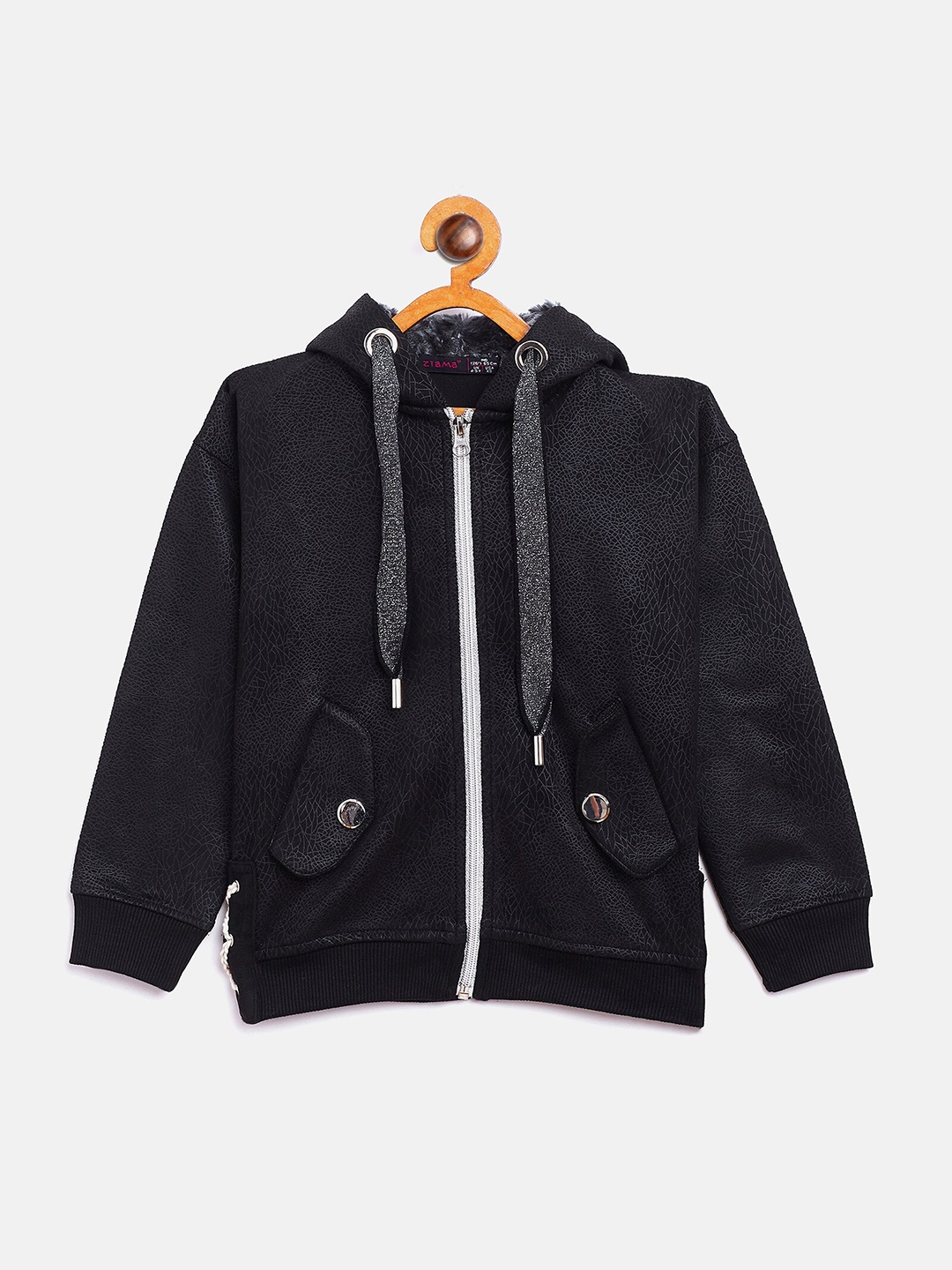 

Nins Moda Girls Black Hooded Sweatshirt