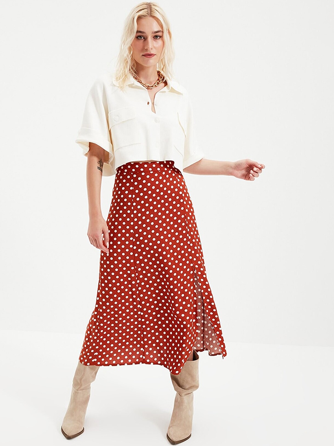 

Trendyol Women Brown Printed A-Line Maxi Skirts