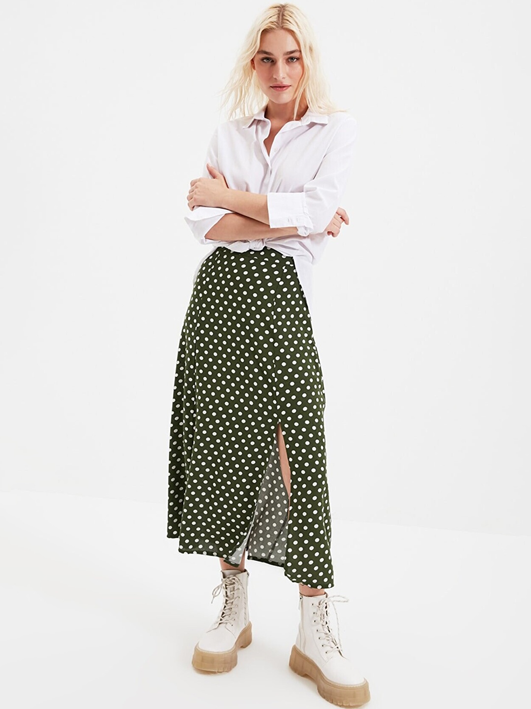 

Trendyol Women Green Printed Midi Skirt