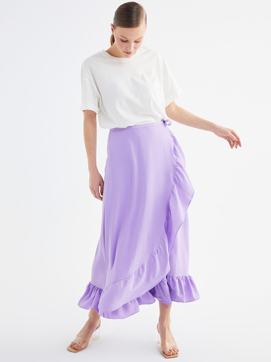 

Trendyol Women Purple Solid Tulip Skirt