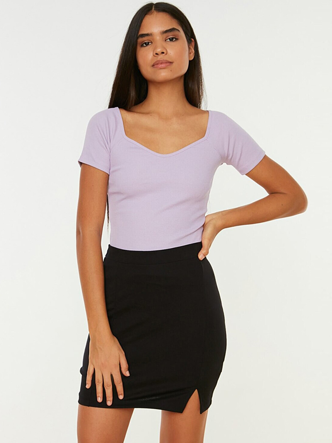 

Trendyol Women Black Solid Pencil Skirt