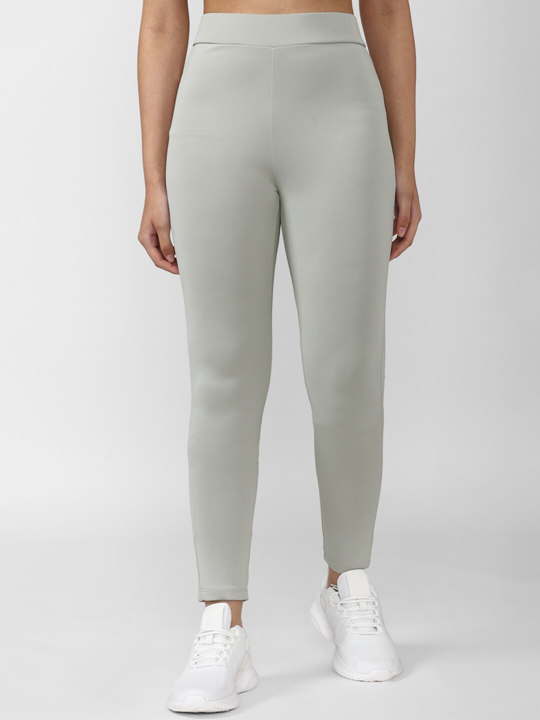 

FOREVER 21 Women Grey Solid Ankle Length Leggings