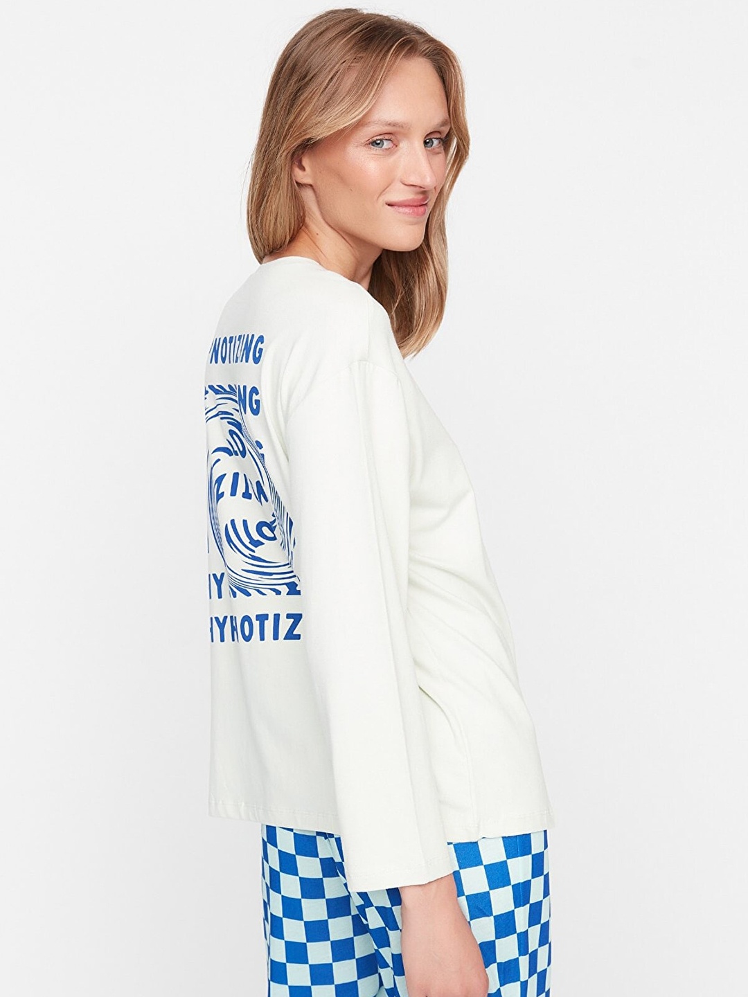 

Trendyol Women White & Blue Night suit