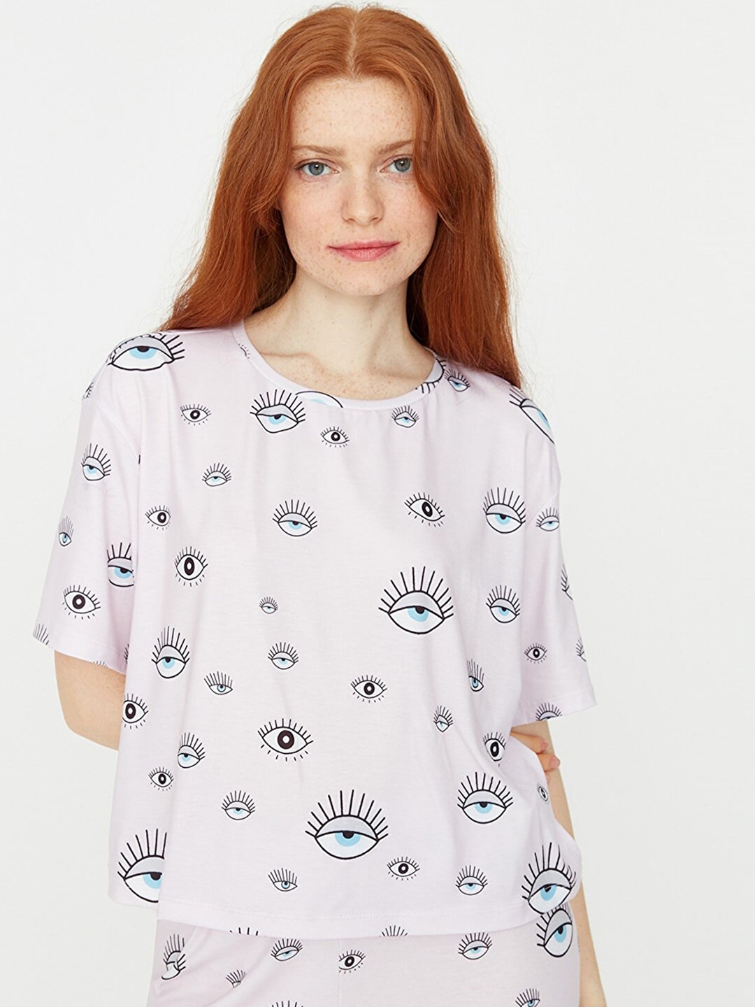 

Trendyol Women Pink & Blue Printed Night suit