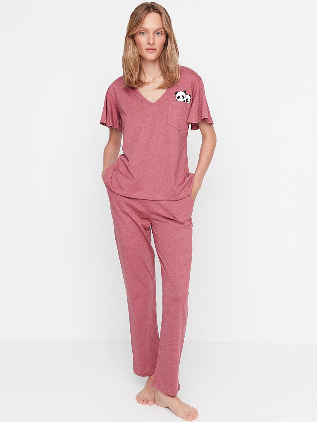 

Trendyol Women Burgundy Night suit
