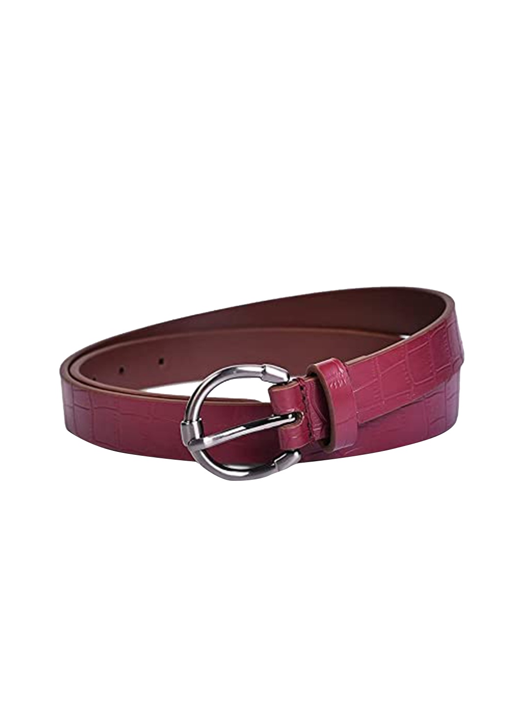 

Belwaba Women Maroon Textured Leather Formal Belt