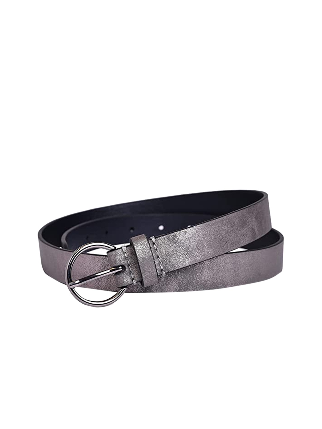 

Belwaba Women Gunmetal-Toned Textured PU Formal Belt, Metallic