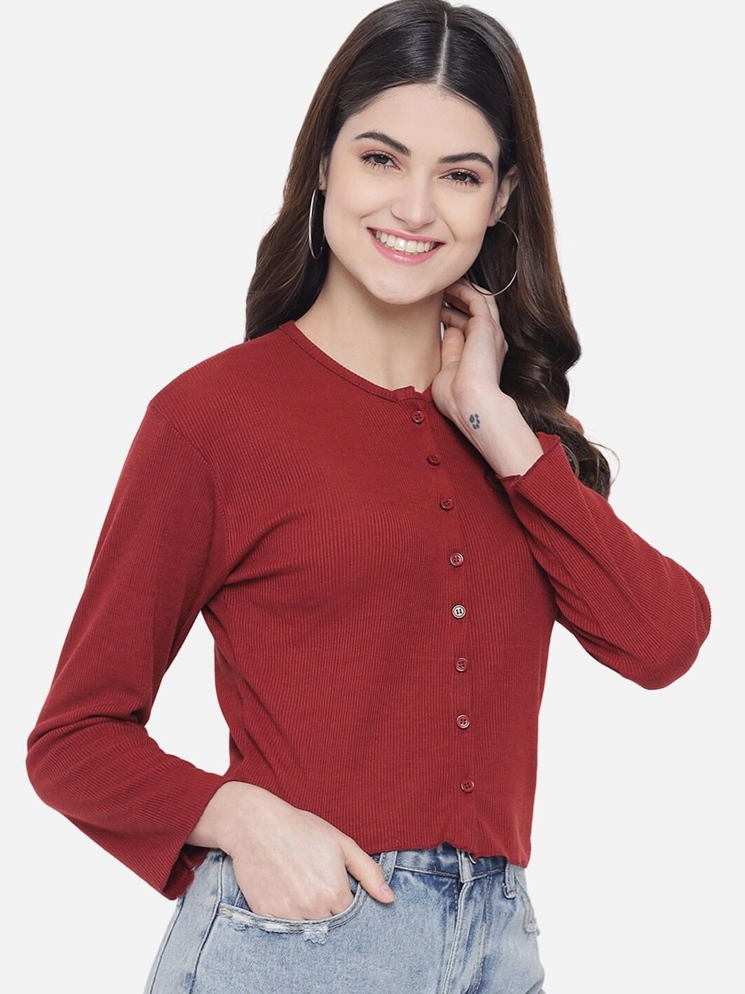 

Trend Arrest Red Shirt Style Top