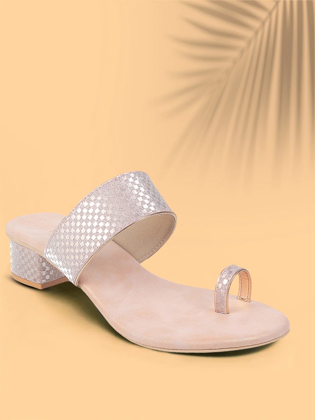 

Metro Women Pink & Silver Textured Synthetic Block Heels