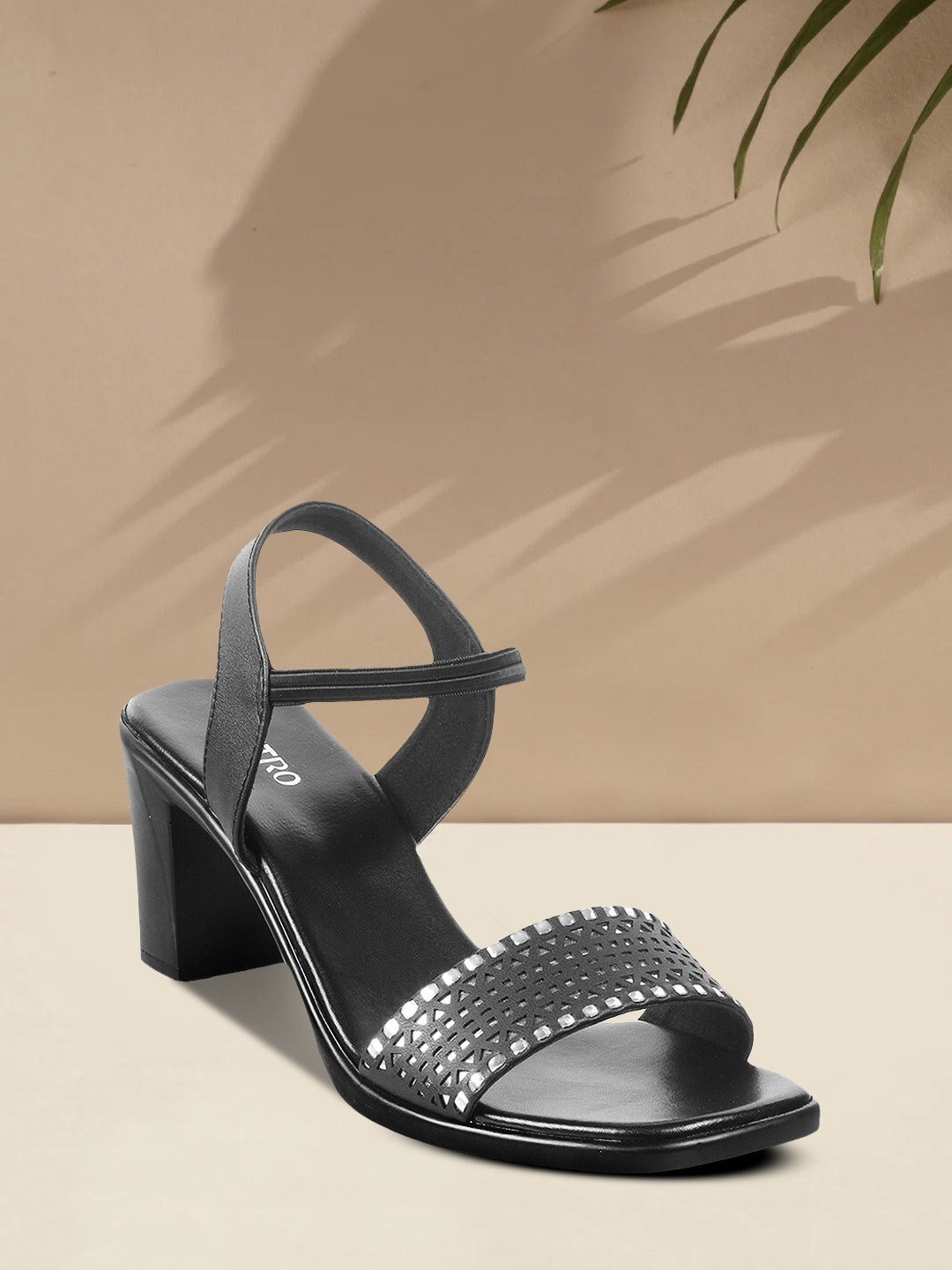 

Metro Black Embellished Block Heels