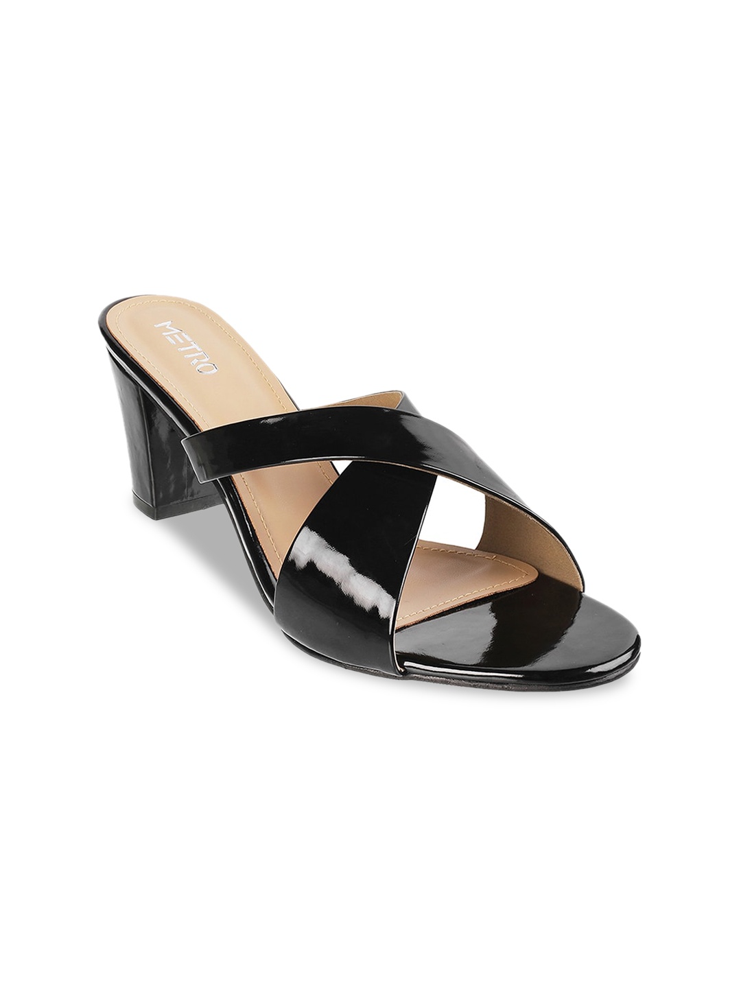 

Metro Black Colourblocked Block Sandals