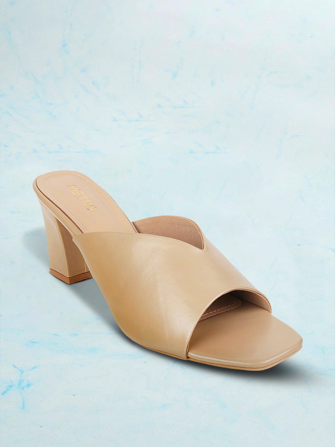 

Metro Women Beige Solid Block Heels