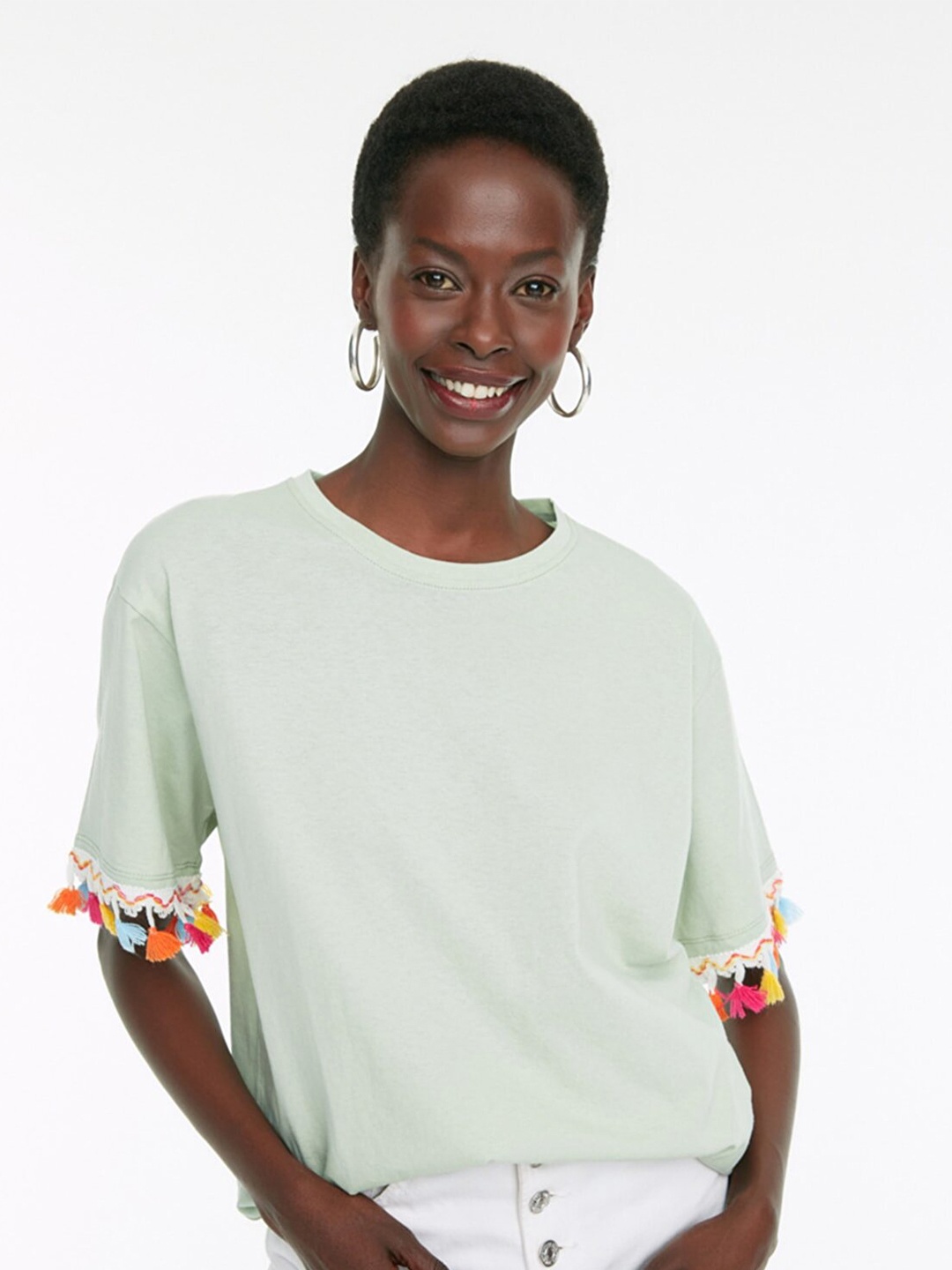 

Trendyol Women Green Solid T-shirt