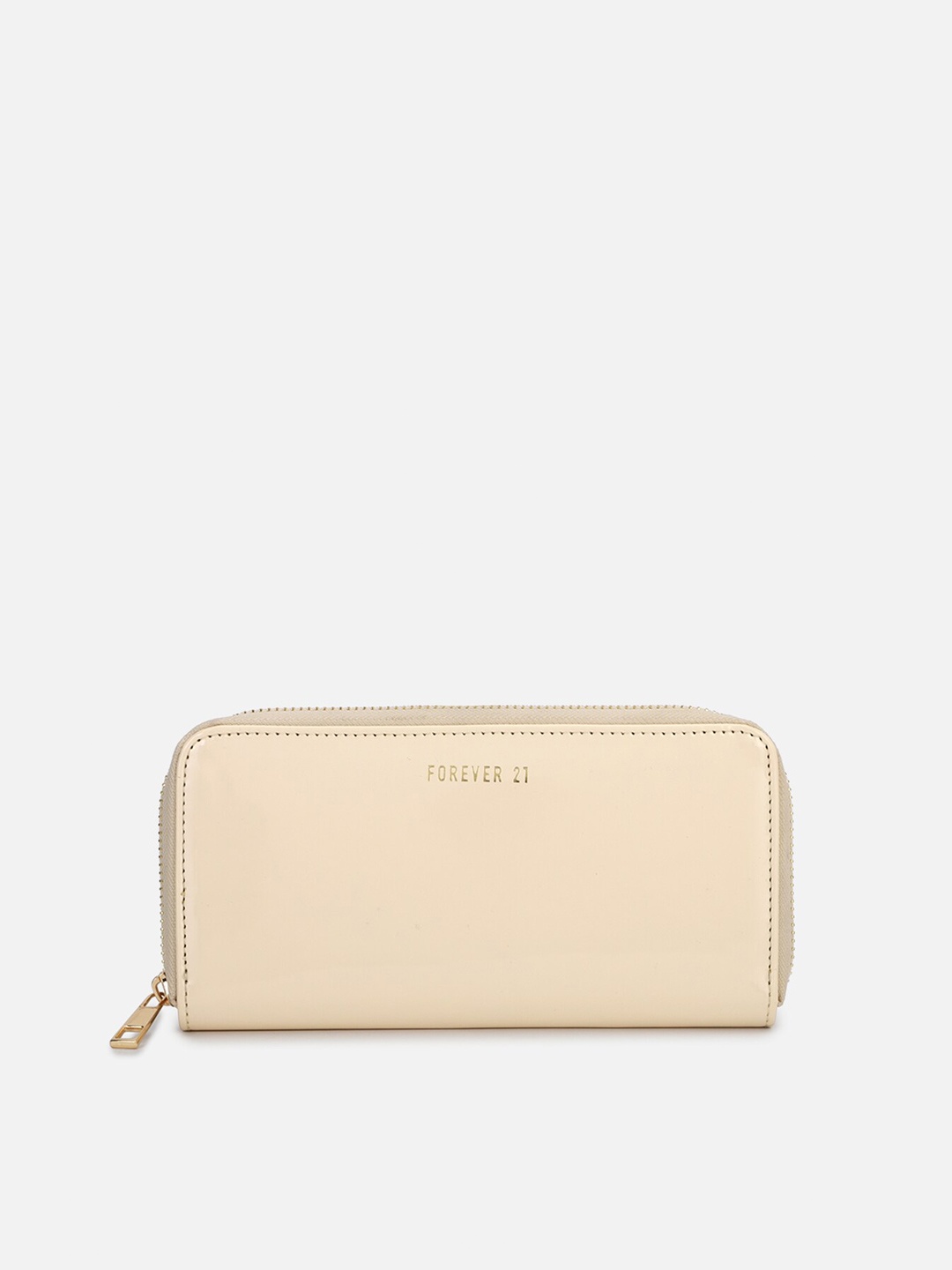 

FOREVER 21 Women Cream-Coloured & Gold-Toned PU Envelope